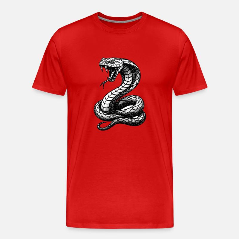 Schlangenkrümmung Schwarzweiß Tattoo - Männer Premium Bio T-Shirt - Rot