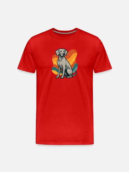 weimaranerWHund in retro wave pattern - Men's Premium Organic T-Shirt - red