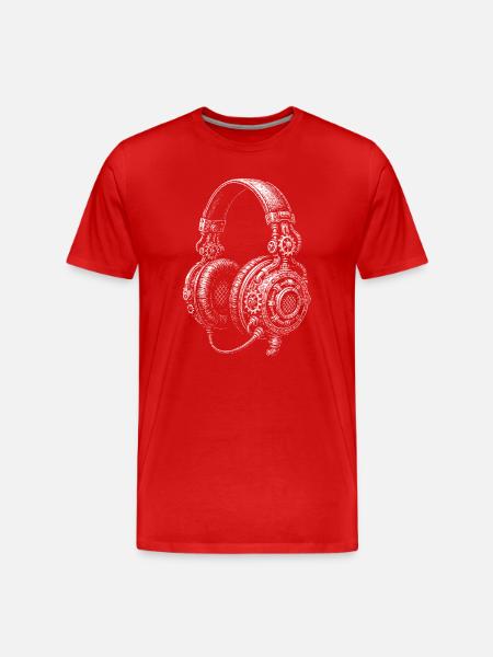 Steampunk Headphones Sketch - Men's Premium Organic T-Shirt - red