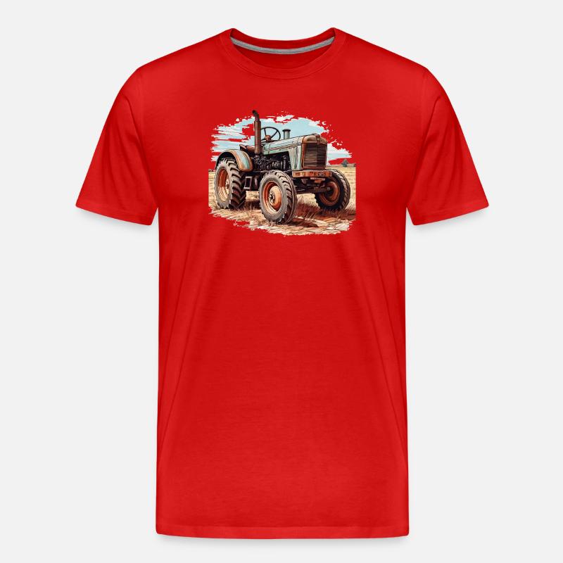 Traktor - Männer Premium Bio T-Shirt - Rot