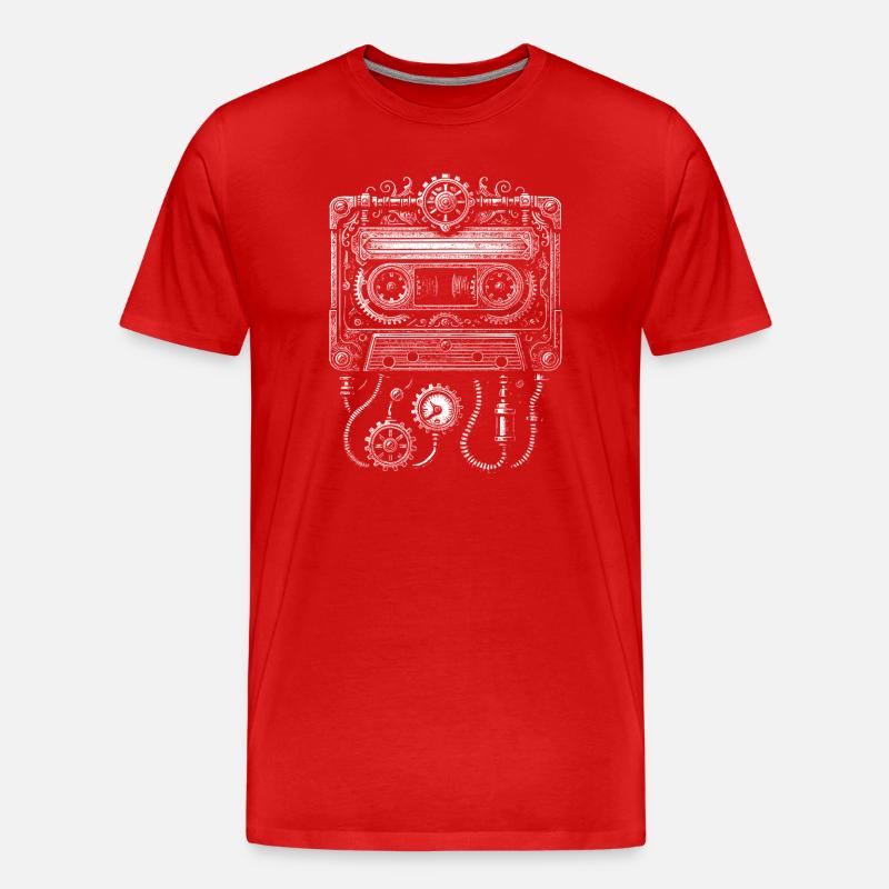 Steampunk Cassette Clockwork - Men's Premium Organic T-Shirt - red