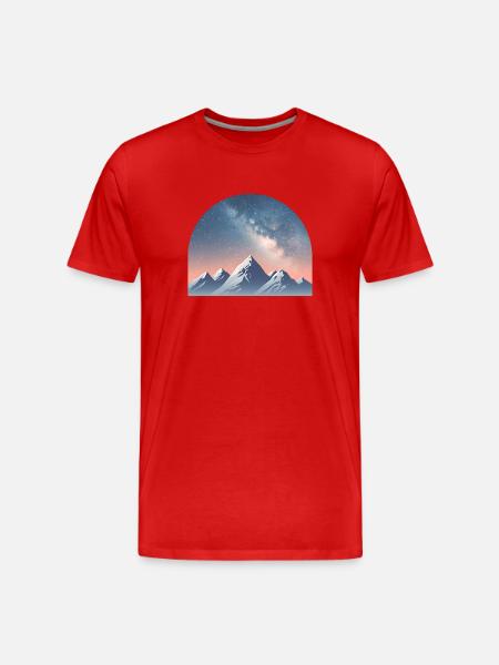 Milky Way Peak Under Star Dome - Men's Premium Organic T-Shirt - red