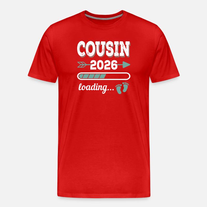 Cousin 2026 Loading Großer Cousin - Männer Premium Bio T-Shirt - Rot