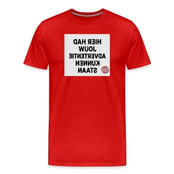 Grande typographie avec tampon d’approbation - T-shirt bio Premium Homme - rouge - Devant - Damien (186cm)