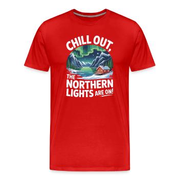 Chill Out - die Nordlichter sind an! - Männer Premium Bio T-Shirt - Rot - Vorne - Damien (186cm)