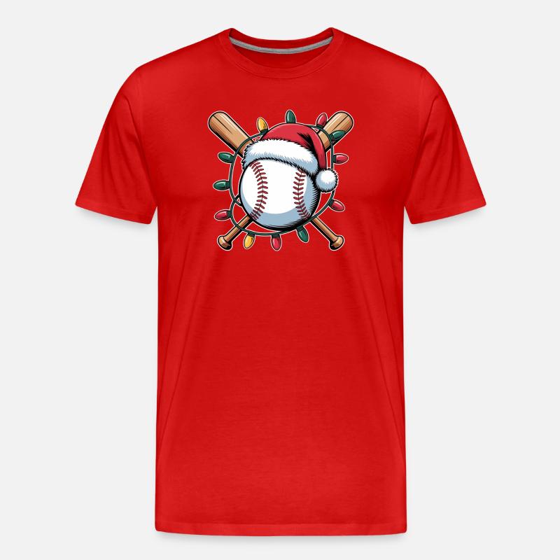 Santa Baseball Weihnachtsbeleuchtung - Männer Premium Bio T-Shirt - Rot