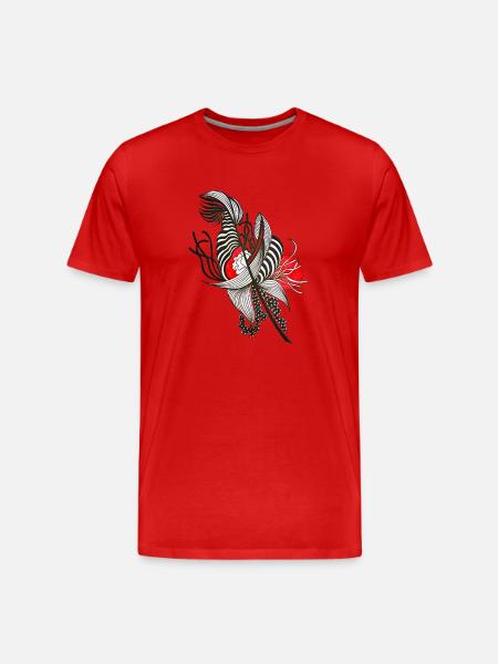 Fleur rayée contrastée - T-shirt bio Premium Homme - rouge