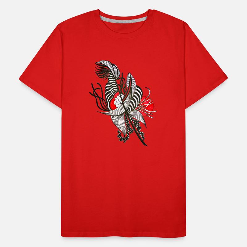 Fleur rayée contrastée T-shirt bio Premium Homme