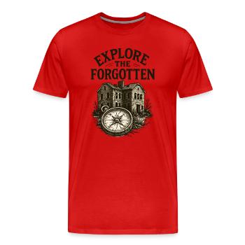 Urbex - Exploration Urbaine - Explorateur Urbain - T-shirt bio Premium Homme - rouge - Devant - Damien (186cm)