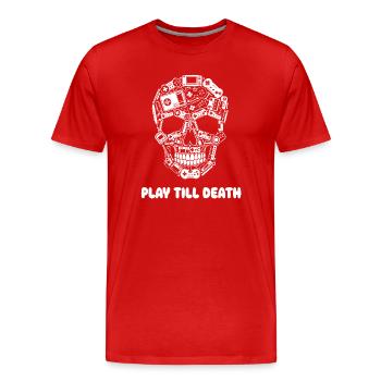 Play Till Death Schädel aus Controllern - Männer Premium Bio T-Shirt - Rot - Vorne - Damien (186cm)