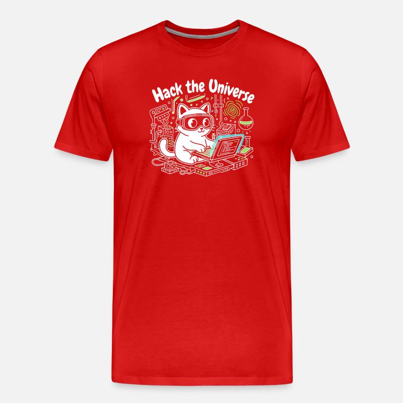 KatzHacker Universum Knacken - Männer Premium Bio T-Shirt - Rot