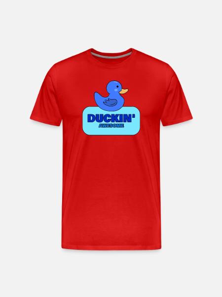 Duckin’ Awesome Blue Duck Design - Men's Premium Organic T-Shirt - red
