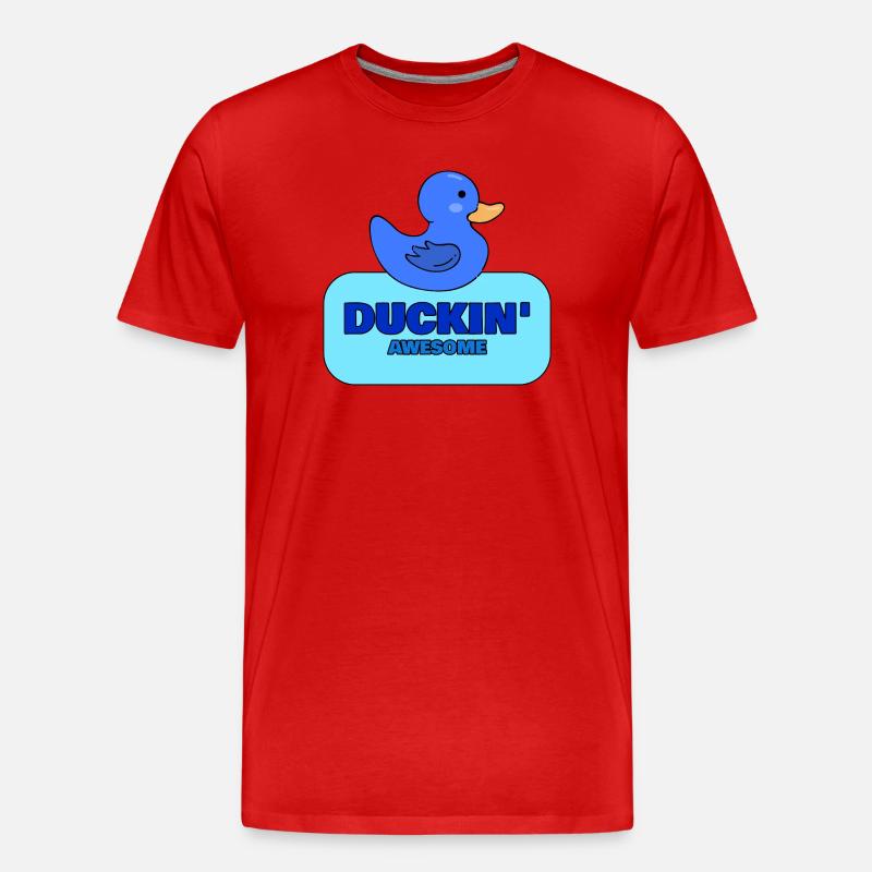 Duckin' Awesome Blue Duck Design - Männer Premium Bio T-Shirt - Rot
