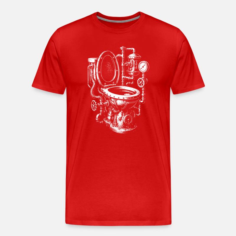Steampunk-Toilettenmotor - Männer Premium Bio T-Shirt - Rot