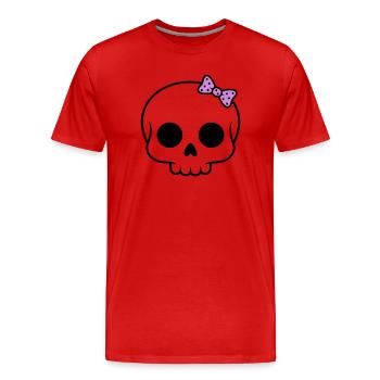 Cute skull with bow | Girly Goth - Men's Premium Organic T-Shirt - red - Front - Damien (186cm)