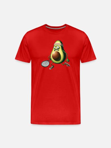 Funny avocado playing tennis with racket - Men's Premium Organic T-Shirt - red