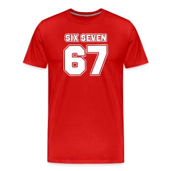 67 - Six sept - T-shirt bio Premium Homme - rouge - Devant - Damien (186cm)