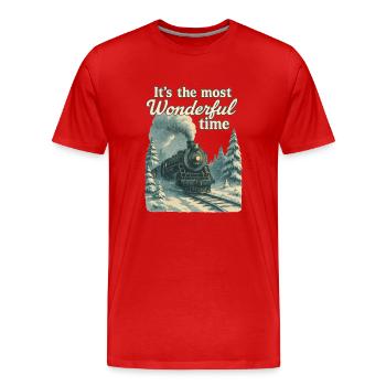 Christmas Polar Express - Men's Premium Organic T-Shirt - red - Front - Damien (186cm)