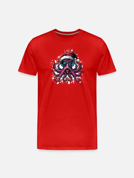 Octopus Christmas Funny - Men's Premium Organic T-Shirt - red