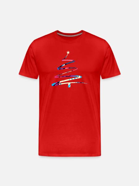 Weihnachtsbaum One-Line Design – Modern & Bunt - Männer Premium Bio T-Shirt - Rot