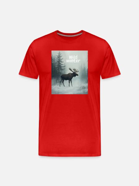 Wild Winter Moose - Men's Premium Organic T-Shirt - red