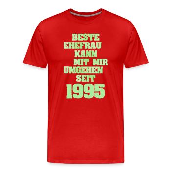 Marriage 1995 - Men's Premium Organic T-Shirt - red - Front - Damien (186cm)