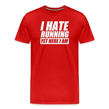 I hate running lustiges Lauf Joggen Läufer - Männer Premium Bio T-Shirt - Rot - Vorne - Damien (186cm)
