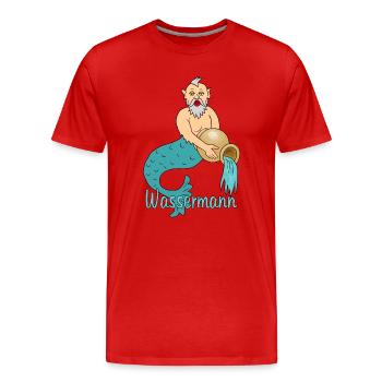 Signe du zodiaque Verseau - T-shirt bio Premium Homme - rouge - Devant - Damien (186cm)