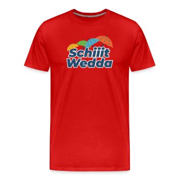 Farbige Regenschirme Comic Stil (Scheiß Wetter) - Männer Premium Bio T-Shirt - Rot - Vorne - Damien (186cm)