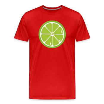 Limette Lime - Männer Premium Bio T-Shirt - Rot - Vorne - Damien (186cm)