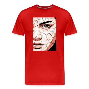 Abstraktes Gesicht Portrait Rissig Surreal Wüste - Männer Premium Bio T-Shirt - Rot - Vorne - Damien (186cm)