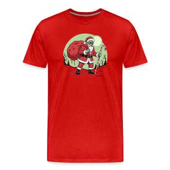 Monstre effrayant Zombie Noël Horreur - T-shirt bio Premium Homme - rouge - Devant - Damien (186cm)