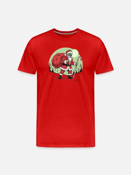 Monstre effrayant Zombie Noël Horreur - T-shirt bio Premium Homme - rouge