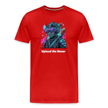 Cyber Ninja VR Krieger - Männer Premium Bio T-Shirt - Rot - Vorne - Damien (186cm)
