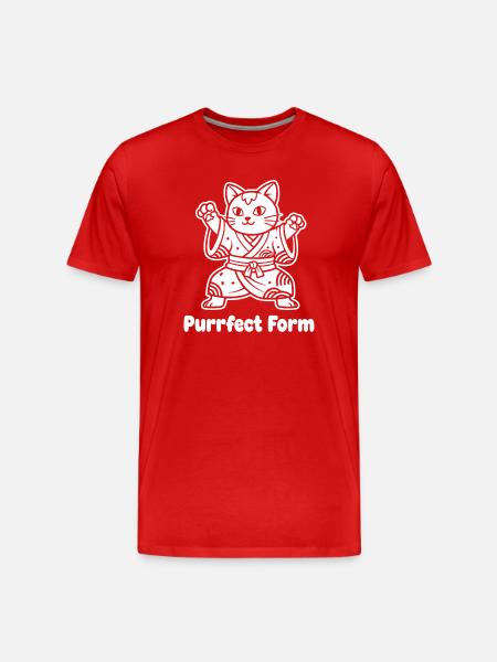 Martial Arts Cat Purrfect Shape Design - Men's Premium Organic T-Shirt - red