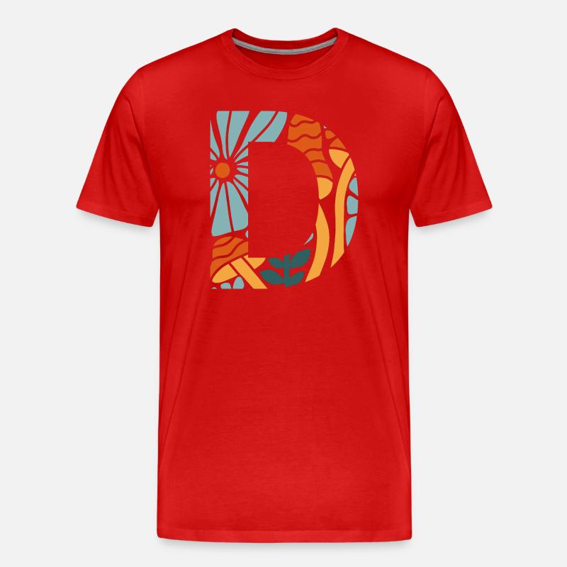 Buchstabe D Groovy Flowers Geschenkidee - Männer Premium Bio T-Shirt - Rot