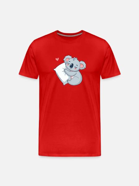 Koala cuddle on pillow - Men's Premium Organic T-Shirt - red