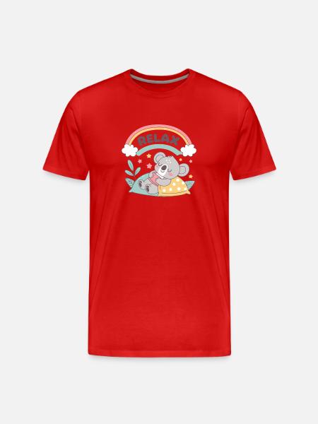 Koala with Sweet Rainbow Dream - Men's Premium Organic T-Shirt - red