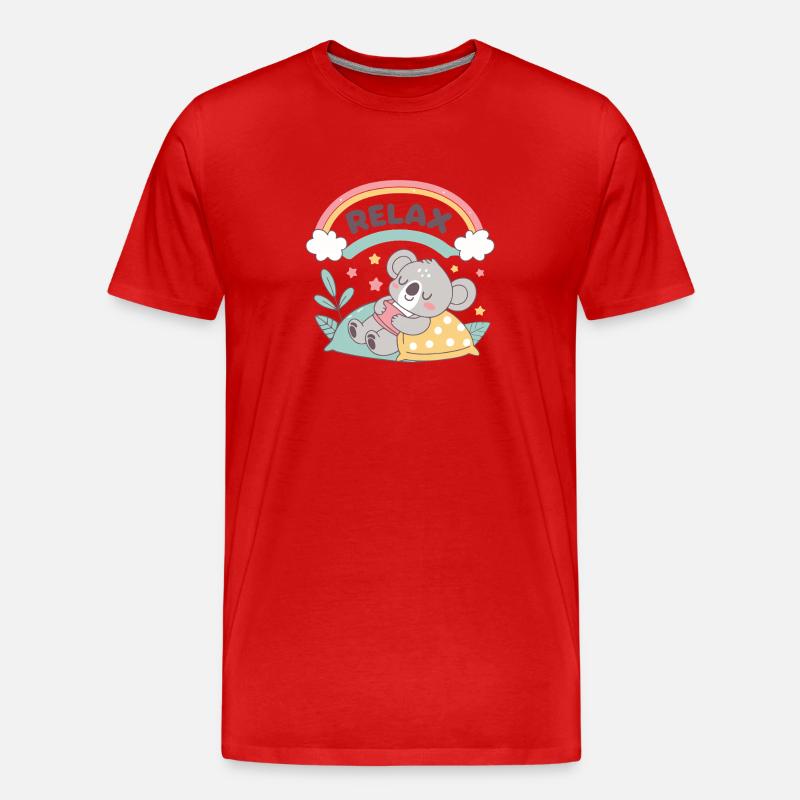 Koala mit süßem Regenbogentraum - Männer Premium Bio T-Shirt - Rot