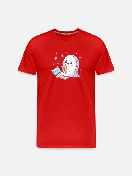 Kawaii Ghost Starry Night - Men's Premium Organic T-Shirt - red