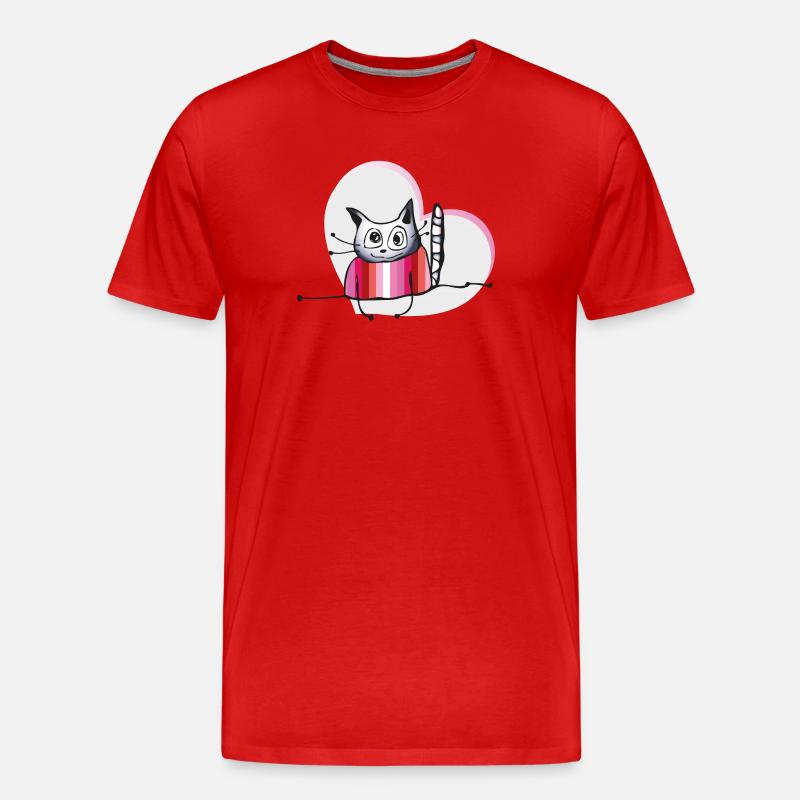 Lesbian Cat - Männer Premium Bio T-Shirt - Rot