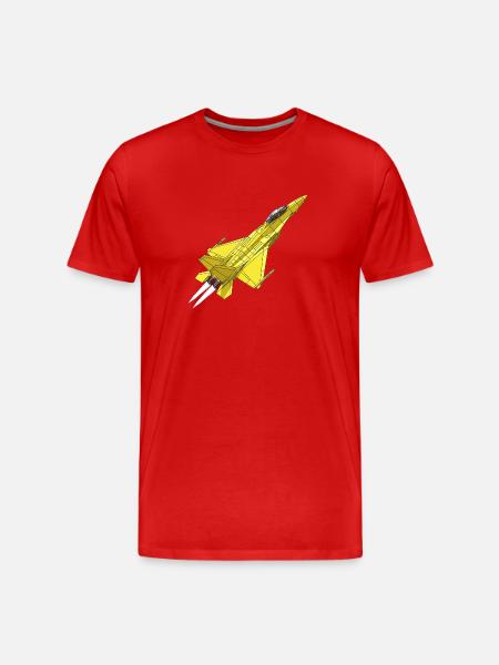 Yellow Jet Fighter Sketch - Men's Premium Organic T-Shirt - red
