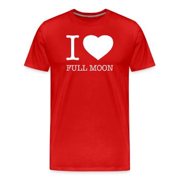 J’adore Pleine lune Vollmond - T-shirt bio Premium Homme - rouge - Devant - Damien (186cm)