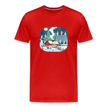 Hiver - T-shirt bio Premium Homme - rouge - Devant - Damien (186cm)