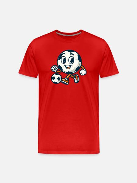 Funny Soccer Cartoon - Men's Premium Organic T-Shirt - red