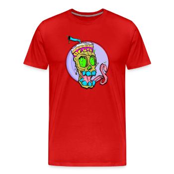 Crâne néon avec choc de couleur - T-shirt bio Premium Homme - rouge - Devant - Damien (186cm)