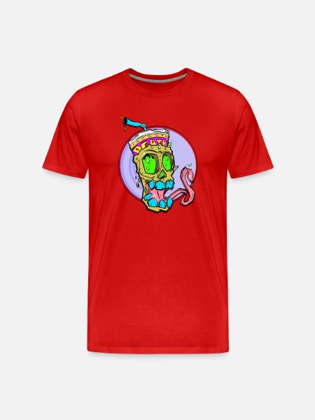 Neon Schädel mit Farbschock - Männer Premium Bio T-Shirt - Rot
