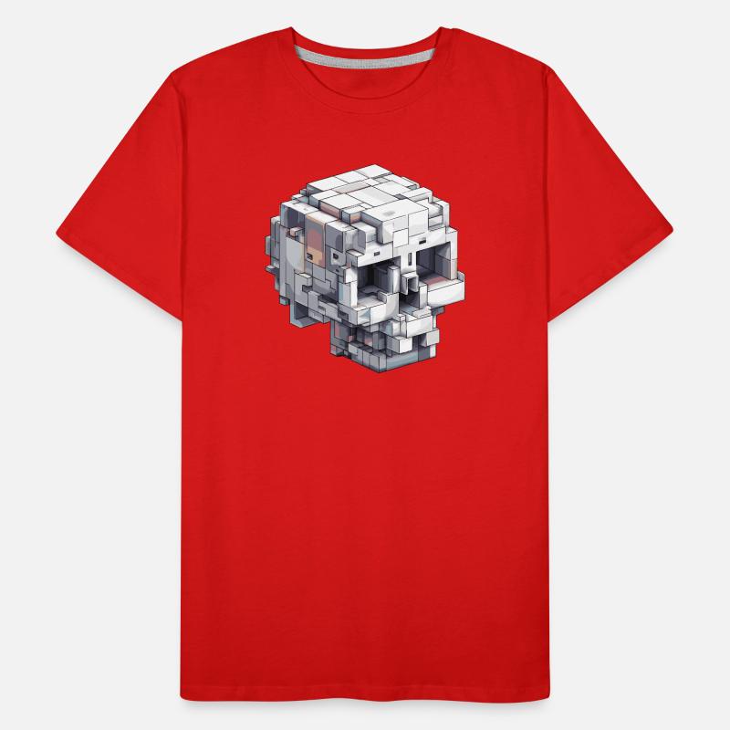 Conception de crâne en bloc - Look d’art numérique T-shirt bio Premium Homme