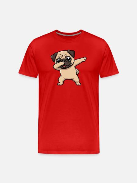 Cute Pug Cartoon Dabbing Dog Kids - Men's Premium Organic T-Shirt - red