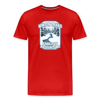 Winterwanderwege endloses Wanderabenteuer - Männer Premium Bio T-Shirt - Rot - Vorne - Damien (186cm)